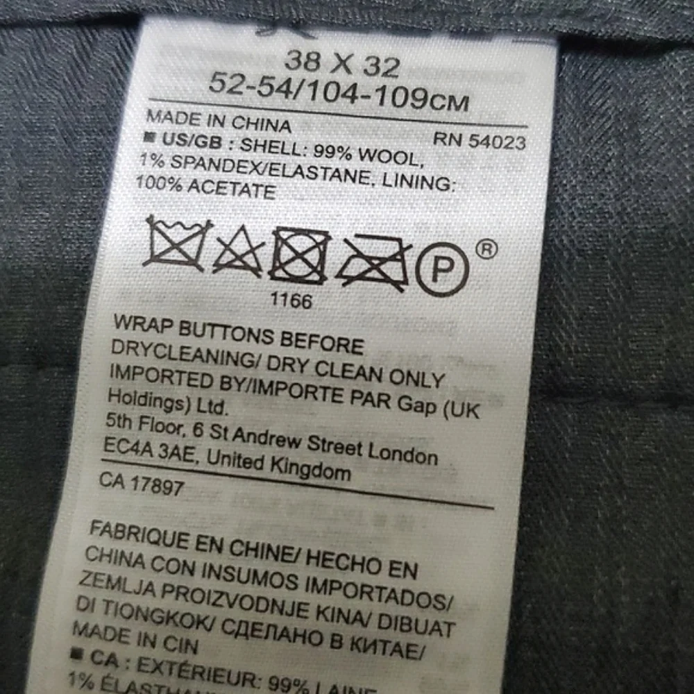 Banana Republic Slim Fit Tollegno Charcoal Office Event Wool Blend Pants 38 X 32